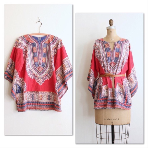 Vintage Tops - SOLD ON ETSY 💔 60s batik dashiki tunic top
